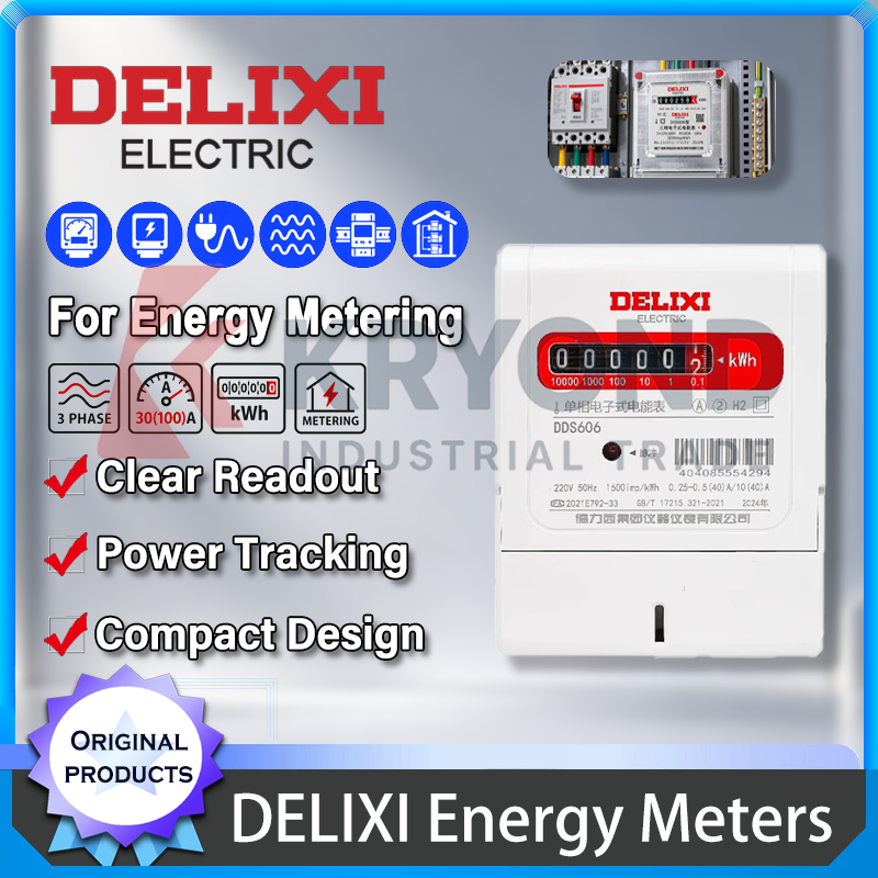 Diy Electronics Shop - DELIXI มิเตอร์วัดพลังงานไฟฟ้าแบบอิเล็กทรอนิกส์ kWh แบบเฟสเดียวหรือสามเฟส 1.5(6)A-30(100)A สำหรับอพาร์ตเมนต์ให้เช่า