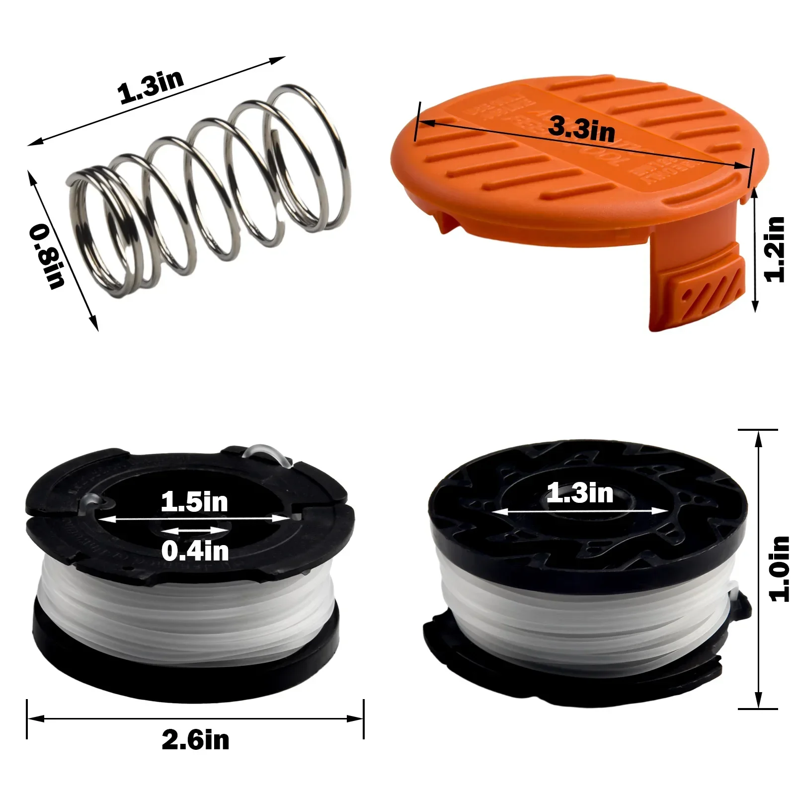 Black+Decker Tool Cordless - สปูลและฝาครอบพร้อมสปริงสำหรับเครื่องตัดหญ้าไร้สาย Black Decker รุ่น AF-100 ขนาด