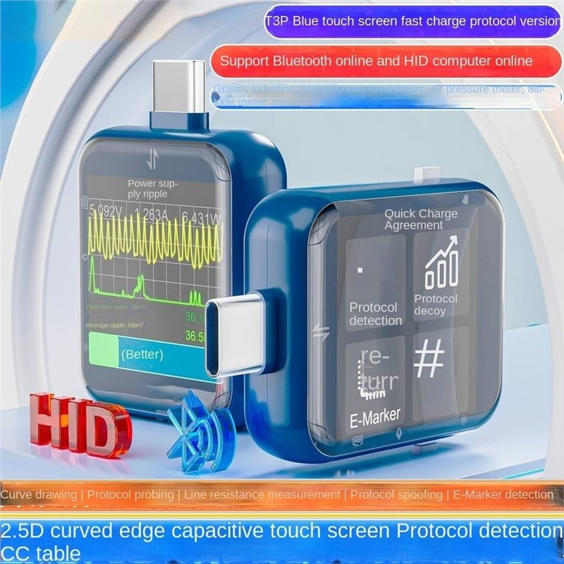 Logic Analyzer Usb - AFOURT-T3P เครื่องทดสอบกำลังไฟ USB แบบควบคุมด้วยระบบสัมผัส โวลต์มิเตอร์และแอมมิเตอร์ดิจิทัล สำหรับทดสอบกำลังไฟของที่ชาร์จโทรศัพท์