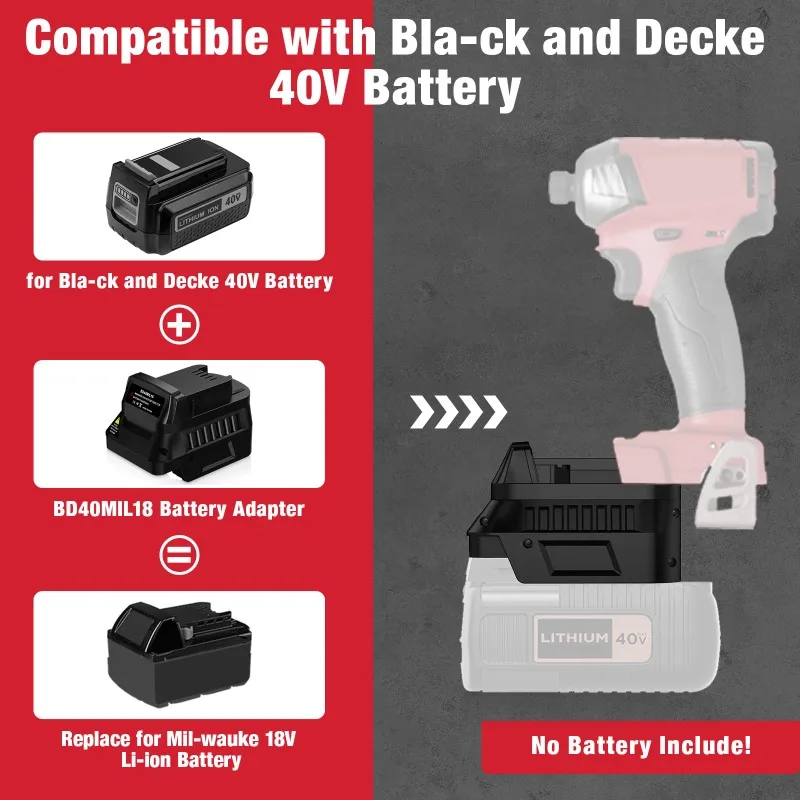 อะแดปเตอร์แบตเตอรี่ BD40MIL18  - Black+Decker Tool Cordless บทวิจารณ์และราคา